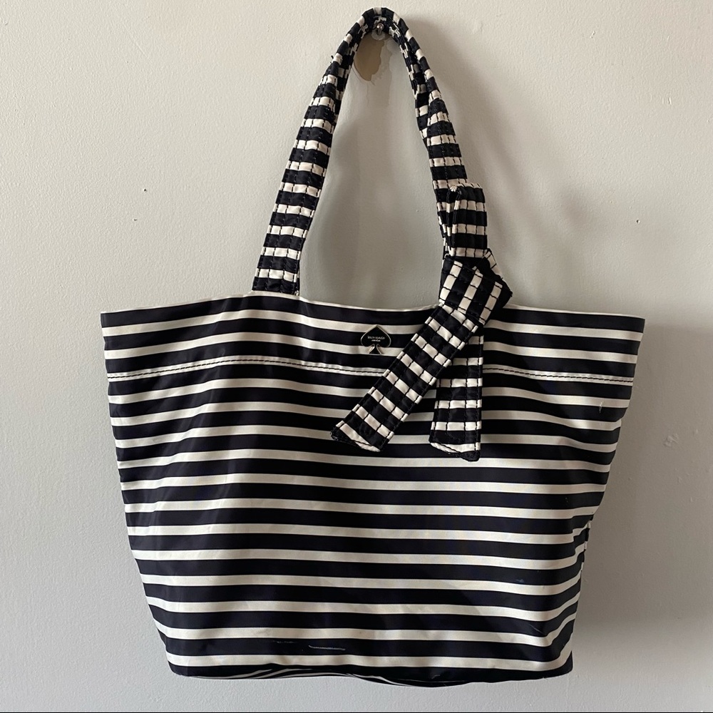 Kate Spade Flatiron Black & White Striped Tote